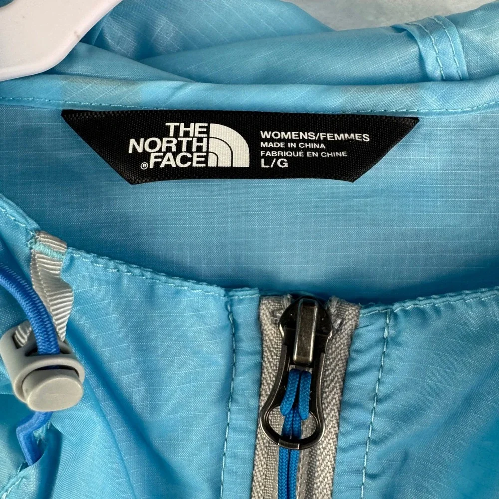 The North Face Womens Blue Ripstop Hooded Windbreaker Jacket‎ Full Zip Large